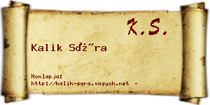 Kalik Sára névjegykártya