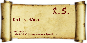 Kalik Sára névjegykártya